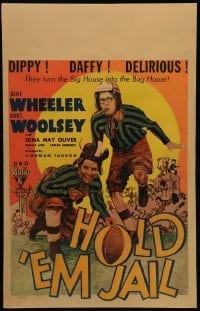 2s092 HOLD 'EM JAIL WC '32 wacky image of football players Wheeler & Woolsey + cool artwork!
