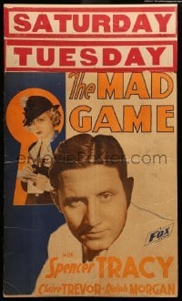 2s120 MAD GAME WC '33 great close image of Spencer Tracy + sexy Claire Trevor in keyhole!