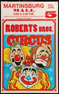 2s161 ROBERTS BROS. CIRCUS circus WC '90s great colorful artwork of three clowns!