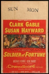 2s170 SOLDIER OF FORTUNE WC '55 art of Clark Gable shooting gun, plus sexy Susan Hayward!