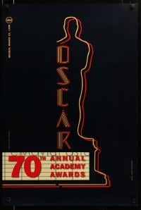 2t038 70TH ANNUAL ACADEMY AWARDS 24x36 1sh '98 cool image of the Oscar Award as a neon theater sign!