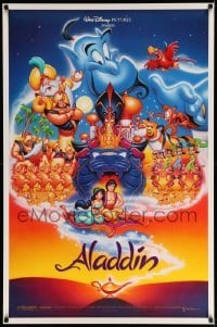 2t068 ALADDIN DS 1sh '92 Walt Disney Arabian fantasy cartoon, Calvin Patton art of cast!