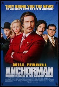 2t099 ANCHORMAN DS 1sh '04 The Legend of Ron Burgundy, image of newscaster Will Ferrell and cast!