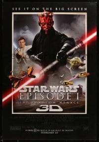 2t022 PHANTOM MENACE advance DS 1sh R12 Star Wars Episode I in 3-D, different image of Darth Maul!
