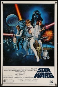 2t001 STAR WARS style C int'l 1sh '77 George Lucas sci-fi epic, art by Tom William Chantrell!