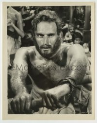2w141 BEN-HUR 8x10.25 still '60 close up of sweaty Charlton Heston rowing as galley slave!