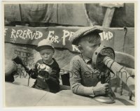 2w177 BOXING GLOVES 7.75x9.5 still '29 great image of Wheezer as time keeper w/announcer, Our Gang