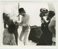 2w234 CLOCKWORK ORANGE candid 8x9.75 still '72 Kubrick filming McDowell during brutal rape scene