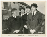 2w410 HARD DAY'S NIGHT 8x10.25 still '64 portrait of Beatles Paul, John, Ringo & George by train!