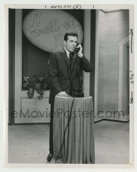 2w491 IT COULD BE YOU TV 7.25x9 still '59 game show host Bill Leydon talking on phone on the air!