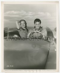2w519 JOHNNY DARK 8.25x10 still '54 great close up of Tony Curtis & sexy Piper Laurie in race car!