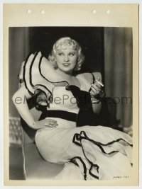 2w607 MAE WEST 8x11 key book still '30s great sexy portrait in wild dress with cigarette in hand!