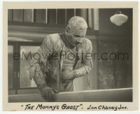 2w681 MUMMY'S GHOST 8.25x10 still R48 great c/u of bandaged monster Lon Chaney leaning over rail!
