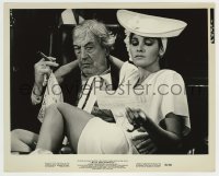 2w690 MYRA BRECKINRIDGE 8.25x10 still '70 c/u of sexy Raquel Welch w/ check in John Huston's lap!