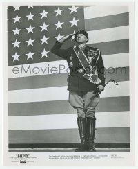 2w741 PATTON 8.25x10 still '70 best portrait of George C. Scott as famous WWII general by flag!