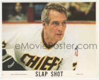 2w061 SLAP SHOT 8x10 mini LC #1 '77 best close up of Paul Newman playing in hockey uniform!