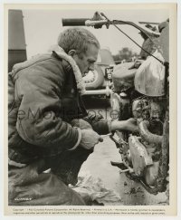 2w969 WAR LOVER candid 8.25x10 still '62 great close up of Steve McQueen repairing his motorcycle!