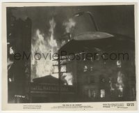 2w972 WAR OF THE WORLDS 8x10.25 still '53 special effects image of alien war ship over city street!