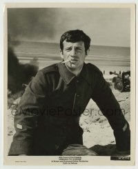 2w978 WEEKEND AT DUNKIRK 8.25x10 still '65 soldier Jean-Paul Belmondo smoking on the beach!