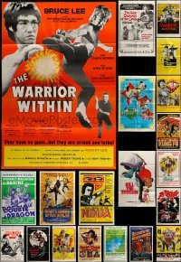 2x025 LOT OF 48 FOLDED KUNG FU ONE-SHEETS '60s-80s great images from martial arts movies!