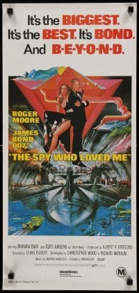 2y022 SPY WHO LOVED ME Aust daybill R80s great art of Roger Moore as James Bond 007 by Bob Peak!