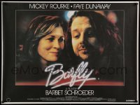 2y604 BARFLY British quad '87 directed by Barbet Schroeder, c/u of Mickey Rourke & Faye Dunaway