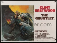 2y640 GAUNTLET British quad '77 great art of Clint Eastwood & Sondra Locke by Frank Frazetta!