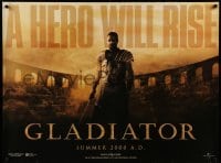 2y642 GLADIATOR teaser DS British quad '00 Russell Crowe in Ancient Rome, directed by Ridley Scott