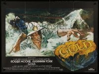 2y643 GOLD British quad '74 completely different art of miner Roger Moore!