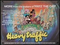 2y647 HEAVY TRAFFIC British quad '73 Ralph Bakshi adult cartoon, great gambling artwork!