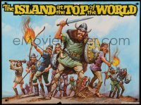 2y656 ISLAND AT THE TOP OF THE WORLD teaser British quad '74 Disney, different art of Vikings!