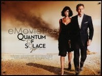 2y677 QUANTUM OF SOLACE DS British quad '08 Daniel Craig & Kurylenko, burning building & brown sky!