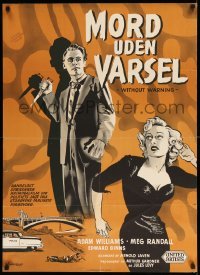 2y387 WITHOUT WARNING Danish '54 Love-Killer about to stab his victim by K. Wenzel!