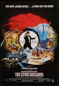 2y598 LIVING DAYLIGHTS English 1sh '87 Timothy Dalton as James Bond, art montage by Brian Bysouth!