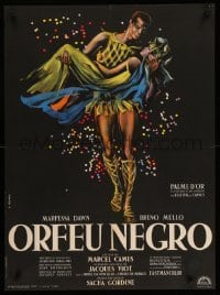 2y075 BLACK ORPHEUS French 23x31 '59 Marcel Camus' Orfeu Negro, best art by Georges Allard!