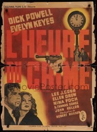 2y077 JOHNNY O'CLOCK French 23x31 '46 Dick Powell was too smart to tangle w/sexy Evelyn Keyes!