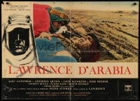2y178 LAWRENCE OF ARABIA Italian 27x37 pbusta '63 David Lean, Peter O'Toole holds gun on man!