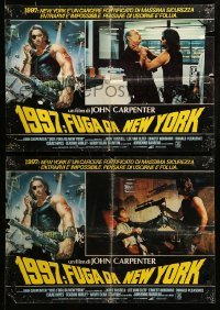 2y188 ESCAPE FROM NEW YORK set of 3 Italian 19x26 pbustas '81 John Carpenter, Kurt Russell as Snake