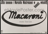 2y799 MACARONI Polish 27x38 '87 Jack Lemmon, Marcello Mastroianni, Maccheroni, Wasilewski!
