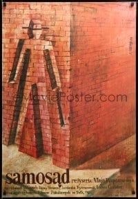 2y806 MYARKA ZA NEOTKLONENIE Polish 27x39 '84 Jaime Carlos Nieto art of man's outline in bricks!