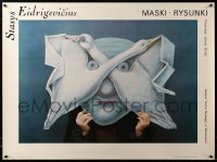 2y820 STASYS EIDRIGEVICIUS exhibition Polish 26x36 '87 swan mask by Stasys Eidrigevicius!