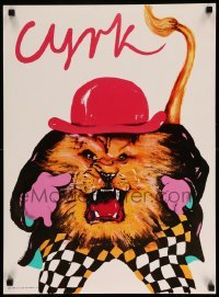 2y718 CYRK Polish 19x25 '85 cool artwork of big cat wearing hat by Durale and Pietrowska!