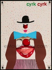 2y719 CYRK Polish 19x25 '86 cool artwork of white-faced clown by Durale and Pietrowska!