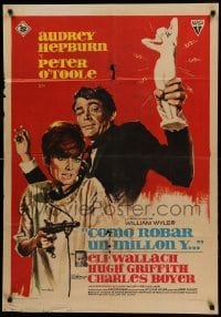 2y121 HOW TO STEAL A MILLION Spanish '66 art of sexy Audrey Hepburn & Peter O'Toole by McGinnis!