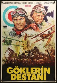 2y391 ACES HIGH Turkish '76 Malcolm McDowell, really cool WWI airplane dogfight art!