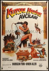 2y460 RAIDERS OF THE LOST ARK Turkish '83 cool completely different art of Harrison Ford by Muz!