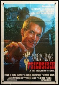 2y009 PSYCHO III Venezuelan '86 Anthony Perkins as Norman Bates, cool image of the house!