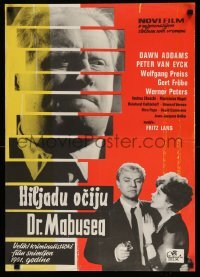 2y209 1000 EYES OF DR MABUSE Yugoslavian 19x27 '60 Fritz Lang, a blood-bath of terror!
