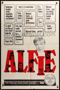 2z568 ALFIE int'l 1sh '66 British cad Michael Caine loves them & leaves them, ask any girl!