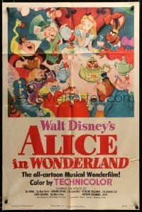 2z902 ALICE IN WONDERLAND style A 1sh '51 Walt Disney Lewis Carroll classic, wonderful tea party art